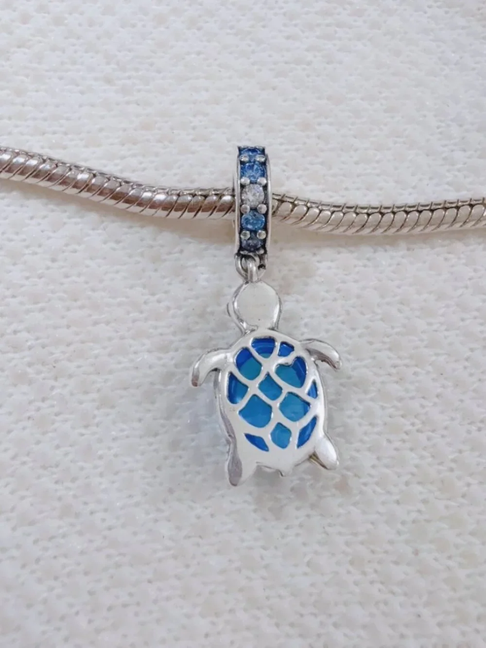 Blue Murano Sea Turtle Dangle Charm Silver Charm For Pandora Bracelet Necklace
